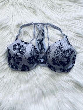 Victoria's Secret Light purple and Black Floral Lace-Back T-Shirt Bra